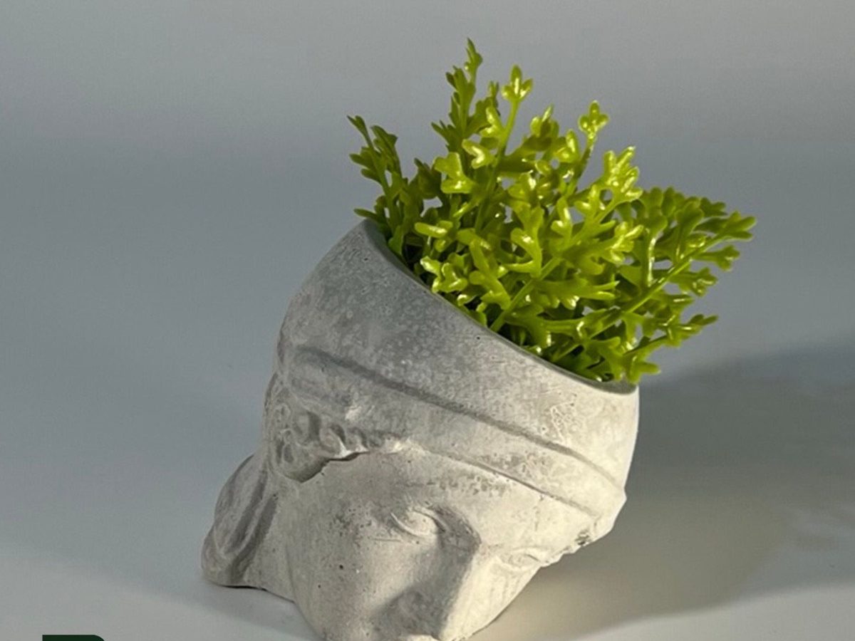 Athena concrete face planter, designed, moulded and cast in house