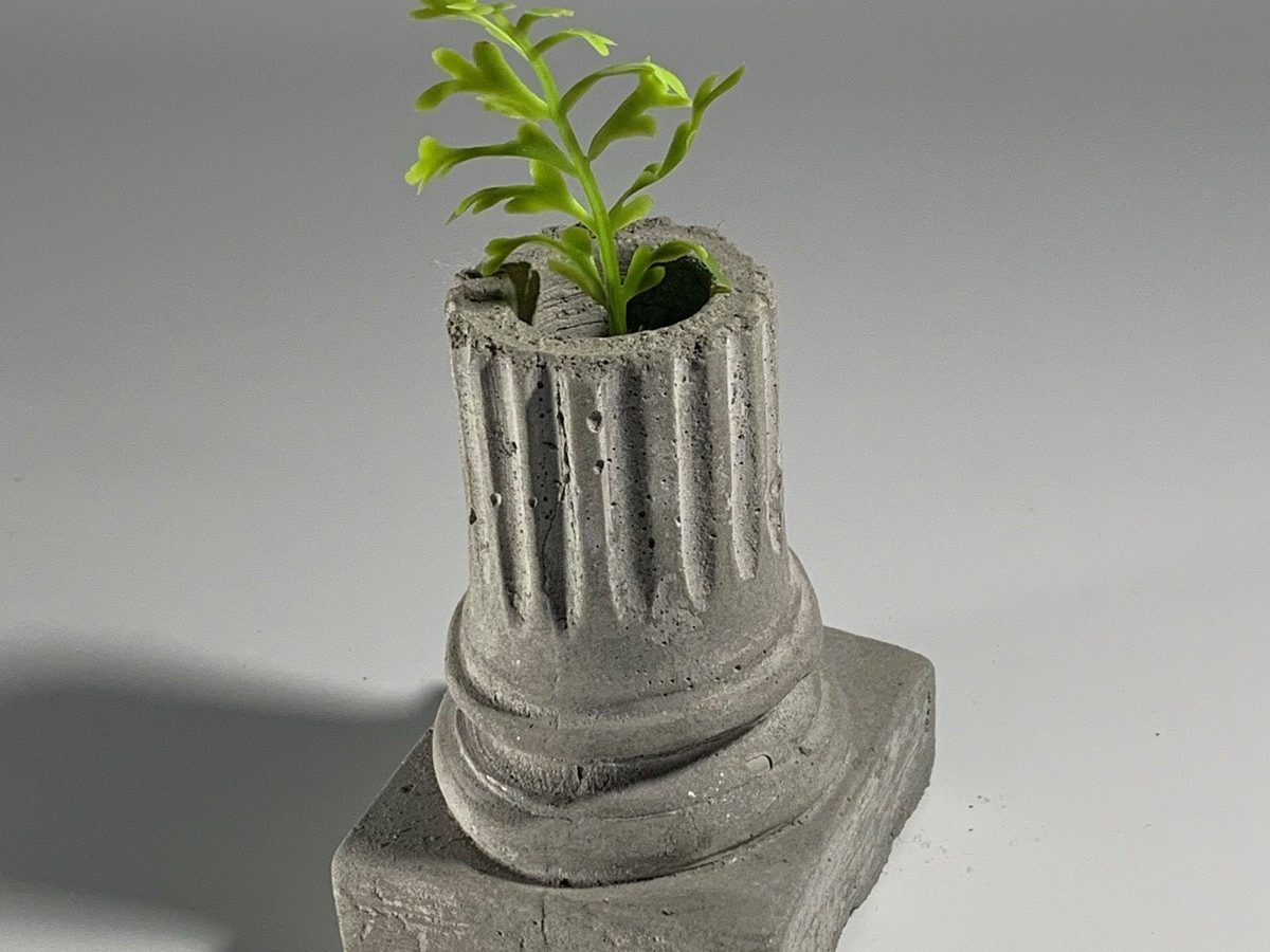 Greek Ionic column planter, an own design in cast concrete